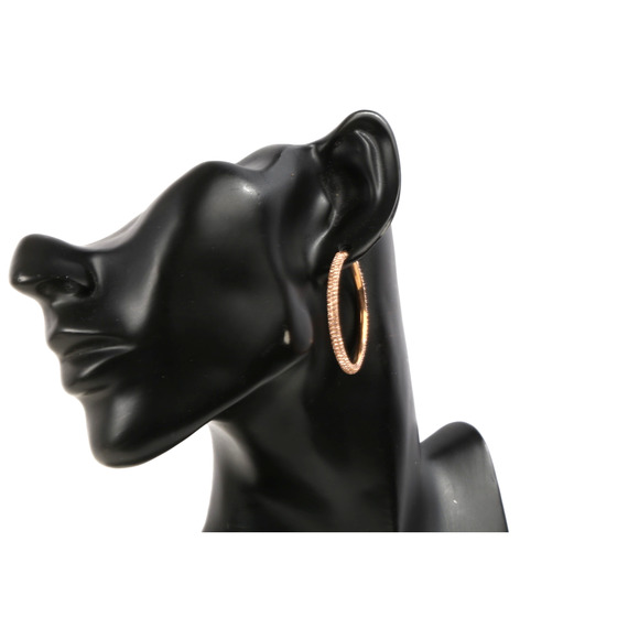 MICHAEL KORS Brilliance Rose Gold Round Hoop Crystal Earrings - Picture 1 of 15